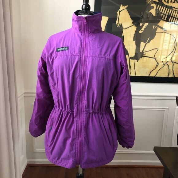 Vintage Columbia Bright Purple Nylon Fleece Coat M - Picture 1 of 10